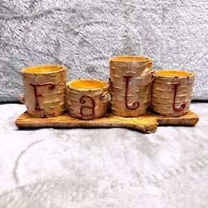 Yankee Candle Fall Birch Log Votive Holder Set Rustic Cabincore Woodland Decor